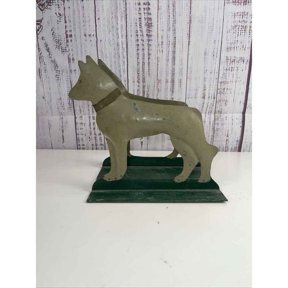 Vtg Metal Decorative Dog Bookends